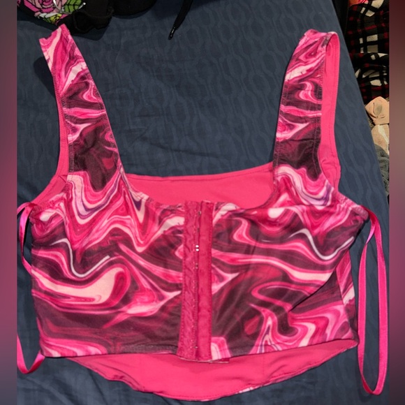 hot pink corset cropped tank top - Picture 3 of 3